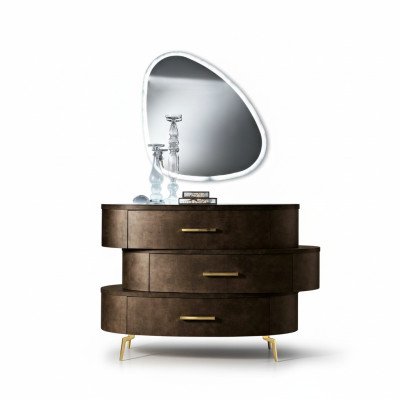 Ladekast met spiegel Ladekasten Slaapkamer Kast Hout Modern Ontwerp Bruin Set