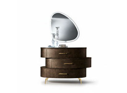 Ladekast met spiegel Ladekasten Slaapkamer Kast Hout Modern Ontwerp Bruin Set