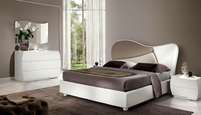 Slaapkamer Bed Nachtkastje Dressoir Spiegel Set Wit Modern Luxe Set 5-delig