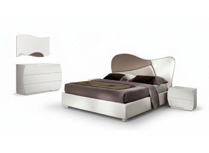 Slaapkamer Bed Nachtkastje Dressoir Spiegel Set Wit Modern Luxe Set 5-delig