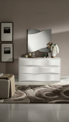 Luxe set commode met spiegel, commode console set hout modern design wit.