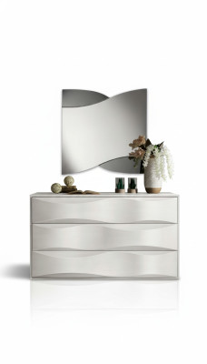 Luxe set commode met spiegel, commode console set hout modern design wit.