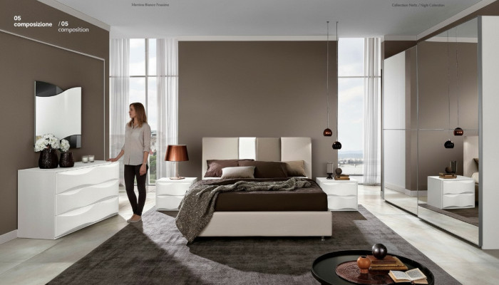 Garnituur Set 6-delig Slaapkamer Bed Nachtkastje Dressoir Spiegel Kledingkast