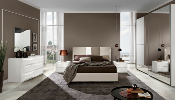 Garnituur Set 6-delig Slaapkamer Bed Nachtkastje Dressoir Spiegel Kledingkast