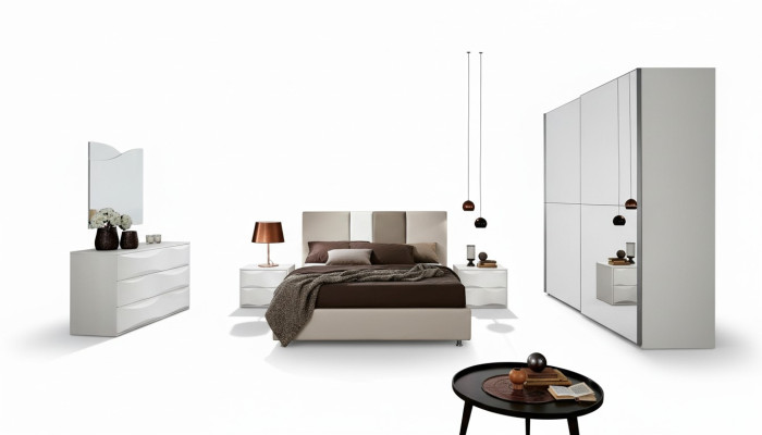 Garnituur Set 6-delig Slaapkamer Bed Nachtkastje Dressoir Spiegel Kledingkast
