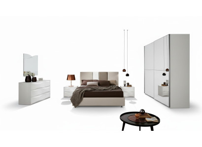 Garnituur Set 6-delig Slaapkamer Bed Nachtkastje Dressoir Spiegel Kledingkast