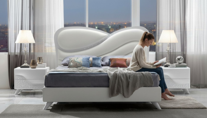 Tweepersoonsbed Bed Bedframe Bedframes Wit Dubbel Modern Luxe Italië Stijl Nieuw