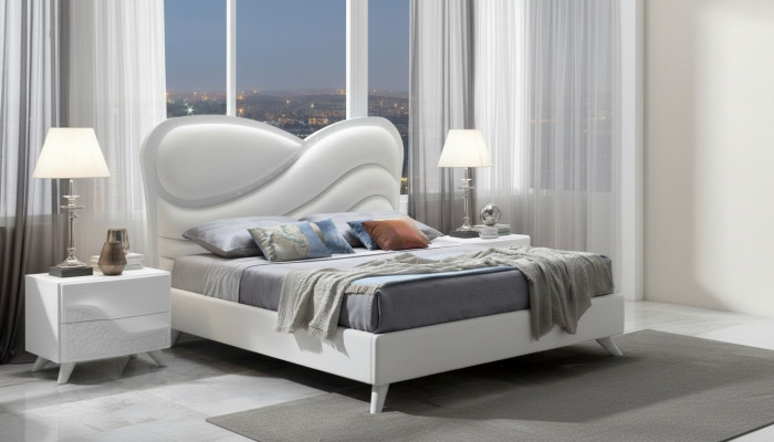 Tweepersoonsbed Bed Bedframe Bedframes Wit Dubbel Modern Luxe Italië Stijl Nieuw