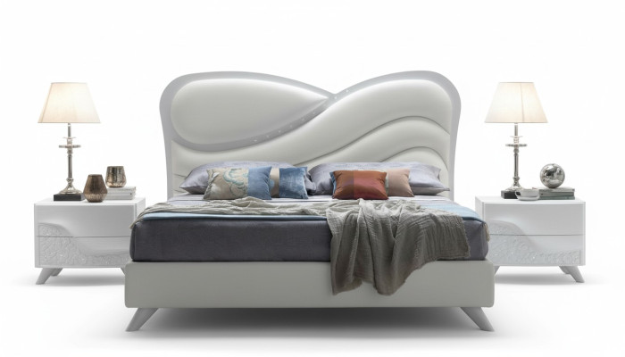 Tweepersoonsbed Bed Bedframe Bedframes Wit Dubbel Modern Luxe Italië Stijl Nieuw