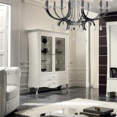 Luxe etalage vitrine vitrines glazen kast stijl Italië modern design hout.