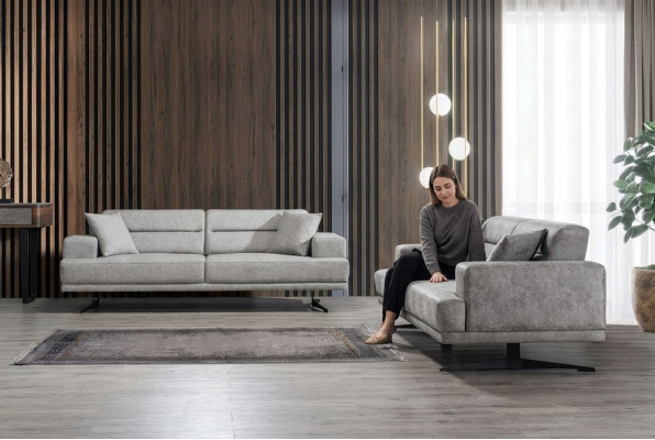 Sofa set 3+3 seater set Bank Banken Leer Bekleding Ontwerp Zitmodern