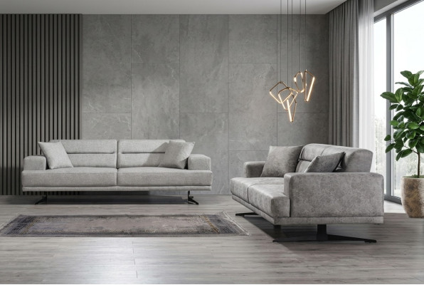 Sofa set 3+3 seater set Bank Banken Leer Bekleding Ontwerp Zitmodern