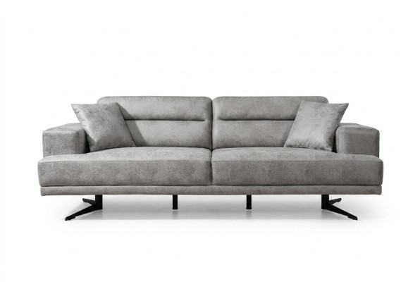 Bank 3-zitsbank Leder Driezits zittingbekleding Ontwerp Woonkamer Modern Grijs