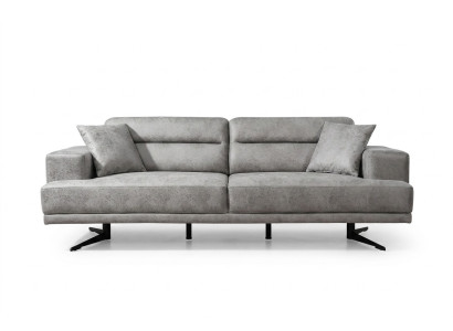 Bank 3-zitsbank Leder Driezits zittingbekleding Ontwerp Woonkamer Modern Grijs