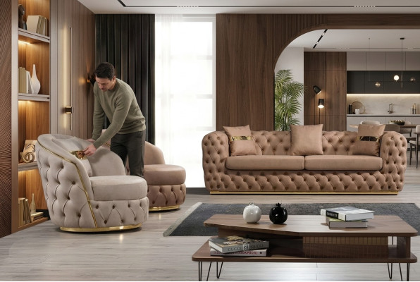 Luxe Chesterfield bankstel 3+1+1 zitsbank set bank fauteuil banken leder