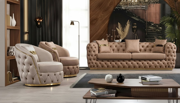 Luxe Chesterfield bankstel 3+1+1 zitsbank set bank fauteuil banken leder