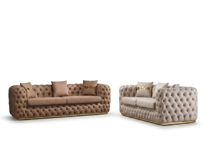 Beklede bankstel, bankstel 3+3 zits Chesterfield luxe set bankstellen leer.