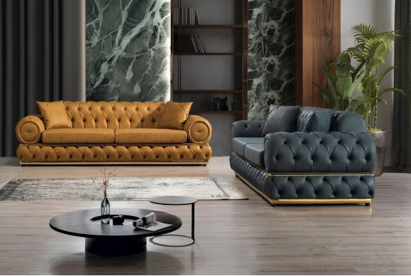 Garnituur Luxe Chesterfield Bankstel 3+3 zits Bank Fauteuil Banken Leer 2-delig