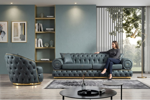 Bankstel 3+1 zits bankstel bank banken leer fauteuil luxe Chesterfield