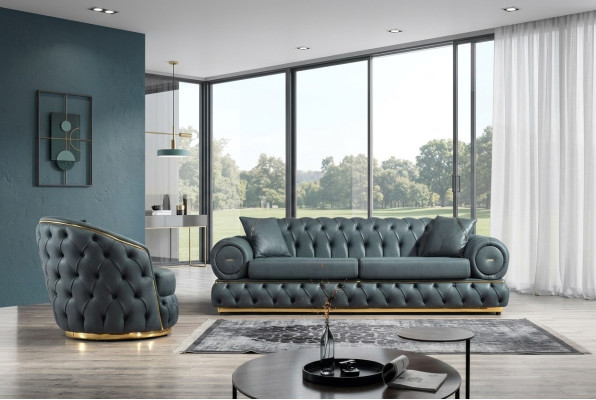Bankstel 3+1 zits bankstel bank banken leer fauteuil luxe Chesterfield