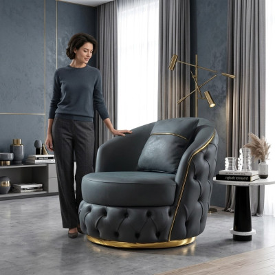 Fauteuil Chesterfield Zit Barok Rococo Design Modern Woonkamer Bekleding Troon
