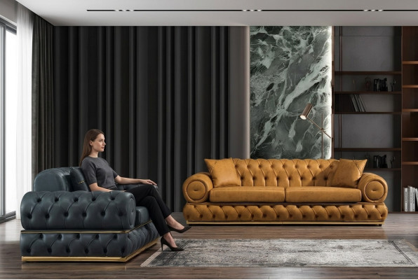 Luxe Chesterfield bankstel 3+1 zitsbankstel bank fauteuil banken bekleding
