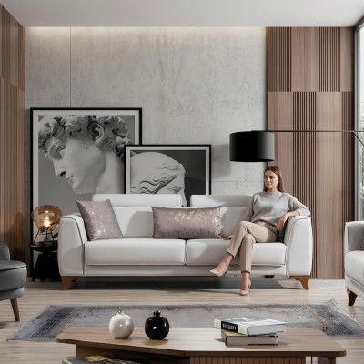 Bankstel 3-zits Designbanken Bekleding Zitontwerp Driepersoons Modern Stofmeubilair Nieuw