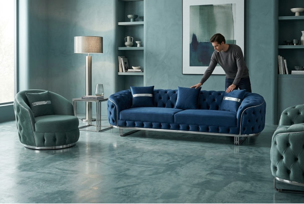 Sofagroep 3+1 zits bankstel Ontwerpbanken Bank Bank Bekledingsontwerp Luxe