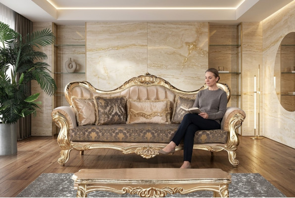 Bankstel 3-zitsbanken Zit Klassieke bank Luxe Textiel Woonkamer Driezitter Nieuw