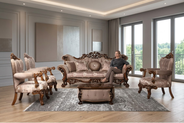 Sofaset 3+1+1 zits set fauteuils banken stoel stof luxe barok meubels