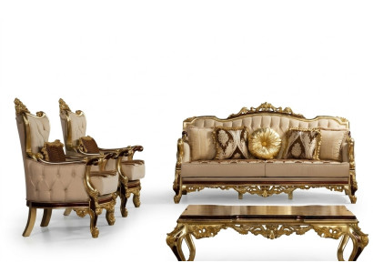 Set bankstel 3+1+1 zetels bank sofa fauteuils luxe set design barok bank