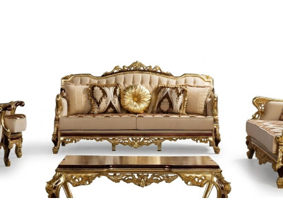 Driepersoonsbank 3-zits Barok Rococo Bank Luxe Bankstellen Stof Textiel Ontwerp