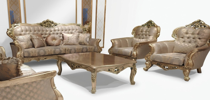 Luxe bankstel 3+1+1 zits bank stoffen bank klassieke barok nieuw