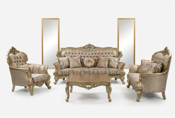 Klassieke driezitsbank Sofa 3-zitsbanken Stof Stijl Barok Woonkamer Stoel Nieuw