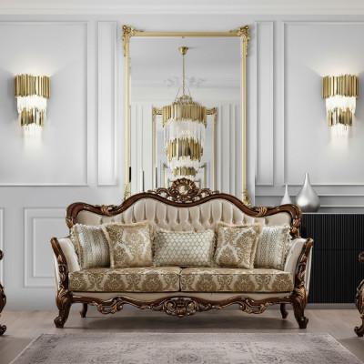 Bankstel 3-zits barok rococo stof driezits bankstellen luxe woonkamer barokstijl