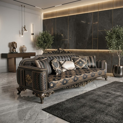 Bankstel 3-zits meubel stof driezits banken luxe woonkamer barok stijl 3-zits nieuw