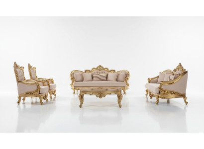 Sofa set bank tafel fauteuil banken set stof barok zitplaatsen 5-delig nieuw.