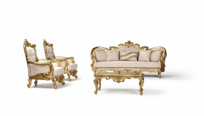 Bankstel set bankstel 3+1+1 zits fauteuil bankstellen set stof bank barok nieuw