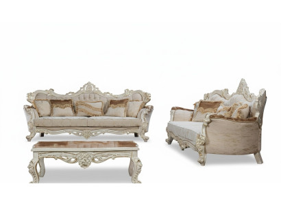Bankstel 3+3-zitsbankensemble Bank Banken Fauteuils Zetel Stof Barok Set Groep