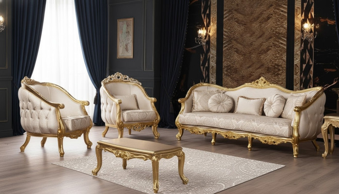 Barok bankstel 3+1+1 zits Chesterfield bank banken fauteuils zitmeubel