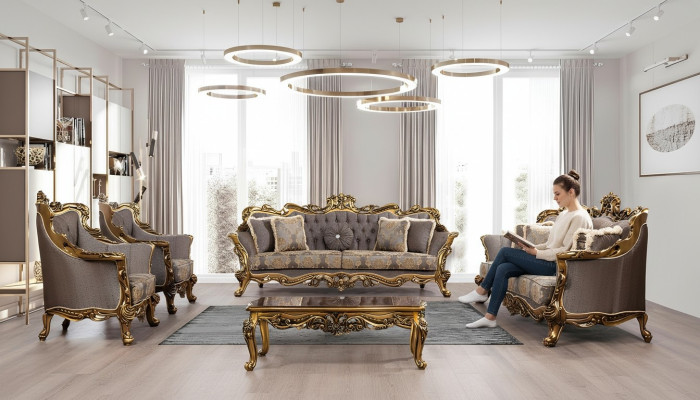 Luxe bankstel set van 5 stuks: 3+3+1+1 zits bankstel salontafel bank banken fauteuil