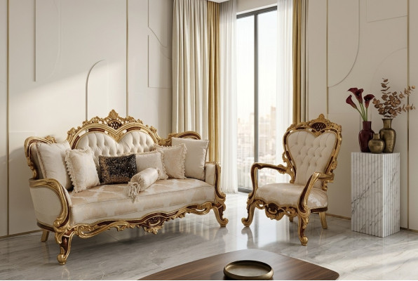 Sofaset 3+1 zits bank bank fauteuil luxe set stof groep barok