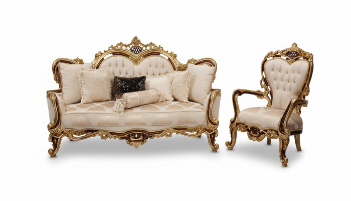 Sofaset 3+1 zits bank bank fauteuil luxe set stof groep barok