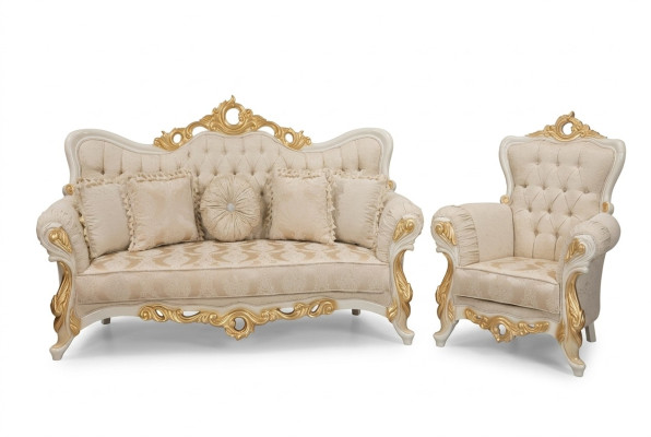 Luxe Groep Bankstel 3+1 zits Set Stoffen Bank Banken Fauteuils Barok Nieuw