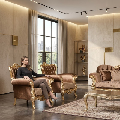 Ohrensessel Stoel Barok Design Gestoffeerde Bank Bank Chesterfield Textiel Zitplaats Nieuw