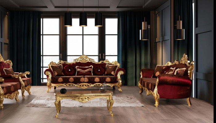 Sofaset 3+3 zits Luxe set Driepersoonsbank Stoffen barokgroep