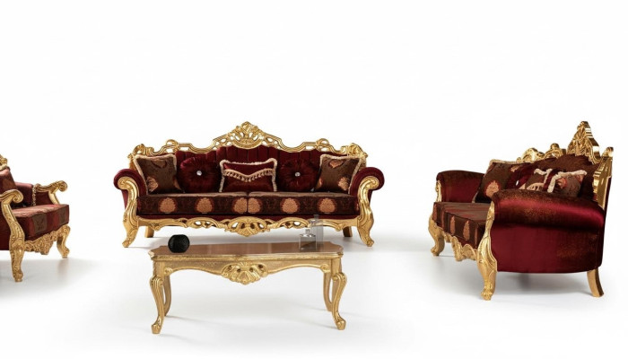 Sofaset 3+3 zits Luxe set Driepersoonsbank Stoffen barokgroep