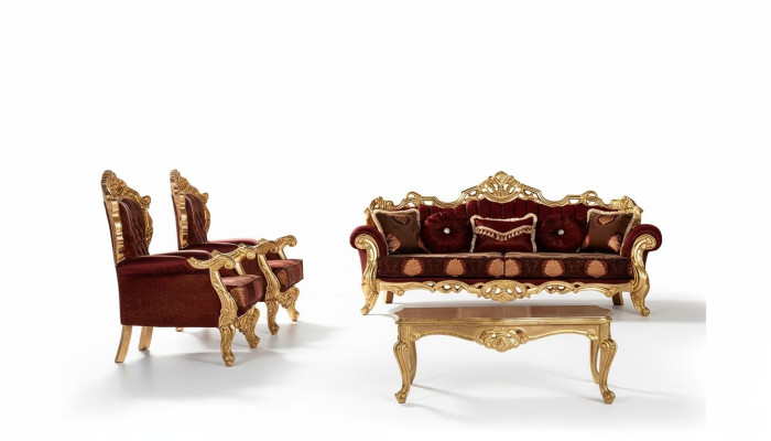 Garnituur banken fauteuil bankstel 3+1+1 zits luxe stof woonkamer barok