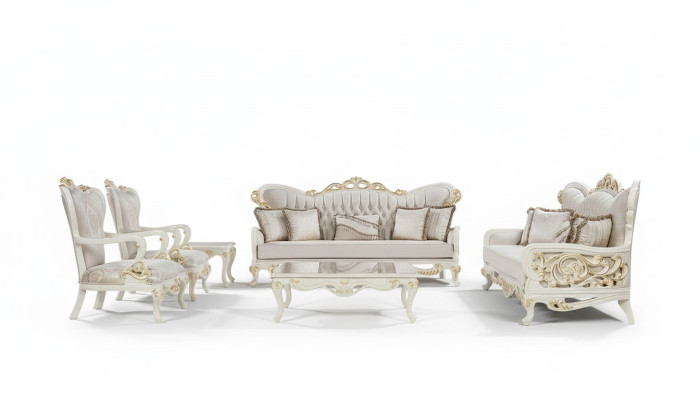 Bankstel 3+3+1+1 Zits Salontafel Set 5-delig Klassiek Bankstellen Stoelen Luxe Nieuw