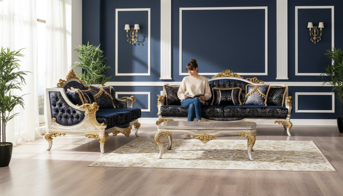 Luxe bankstel 3+3 zit bankfauteuils set stijl barok 2 delen klassiek